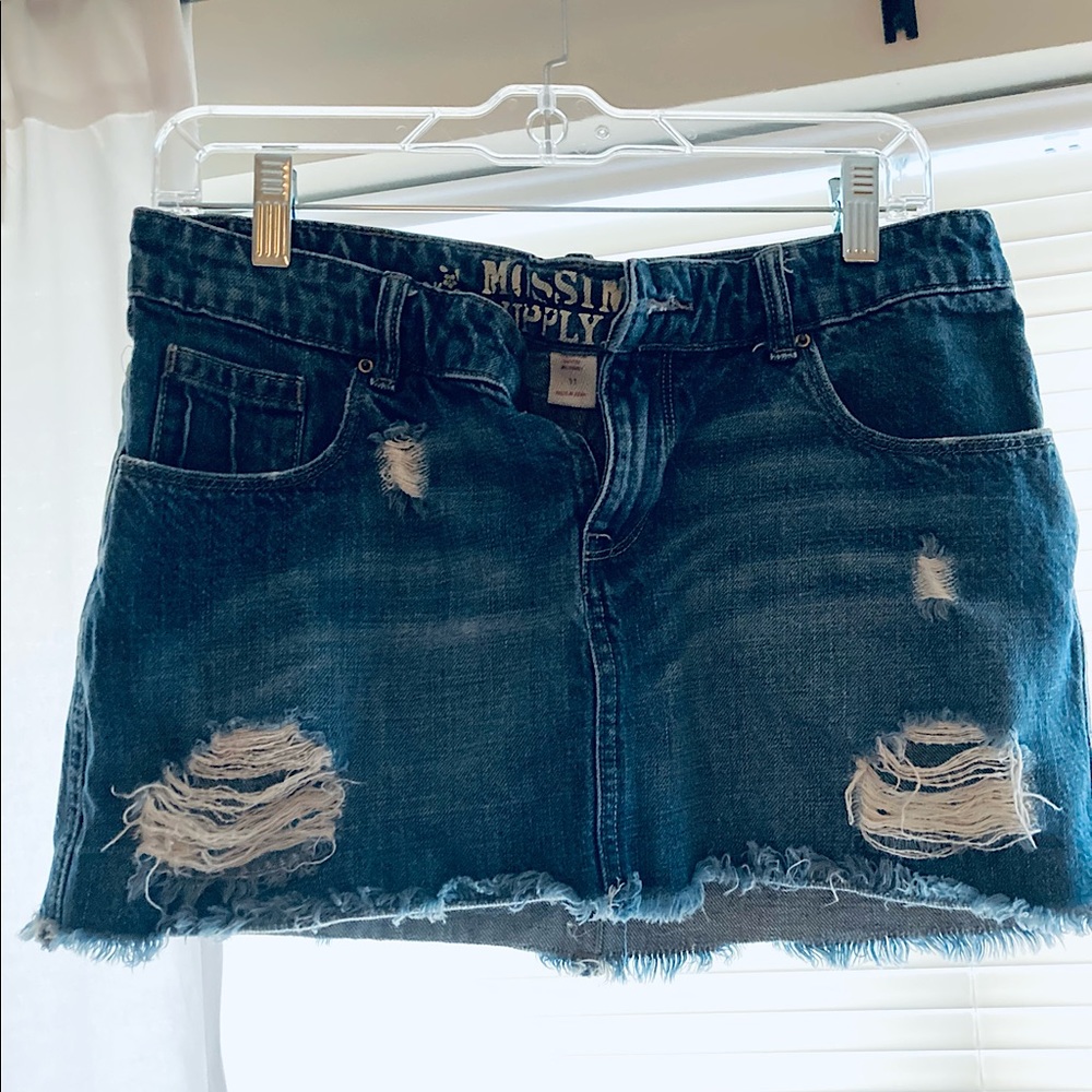 Mossimo Distressed Jean Mini Skirt - Picture 1 of 3